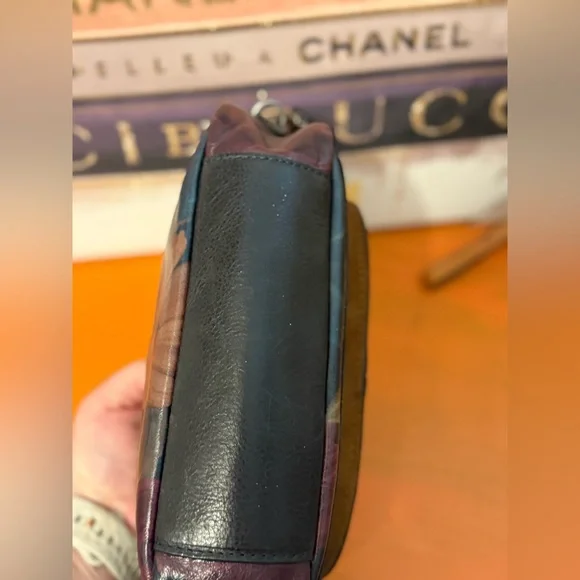 Patricia Nash Floral Leather Cosmetic Case in Burgundy, Navy & Tan - Picture 7 of 9